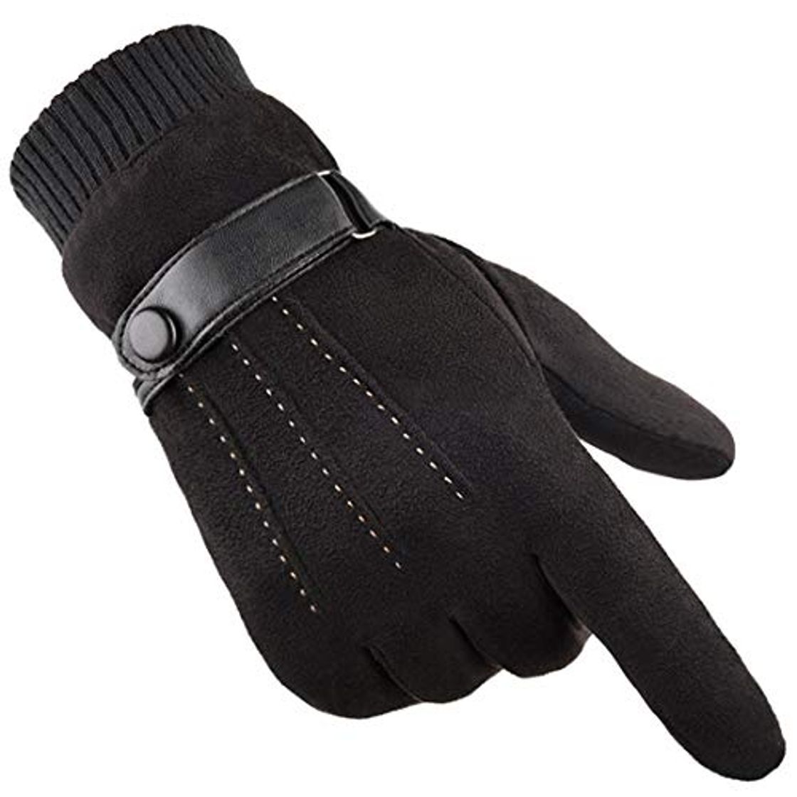 Moda Guantes de Invierno Cálido Para Hombre Pantalla Táctil Térmicos de Ante Forro