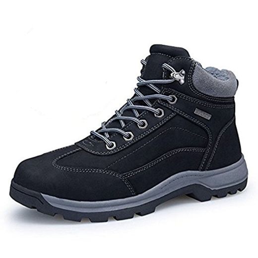 Botas de Nieve Hombre Impermeable Zapatillas Senderismo Calientes Fur Antideslizante Sneakers Negro Marrón Khaki