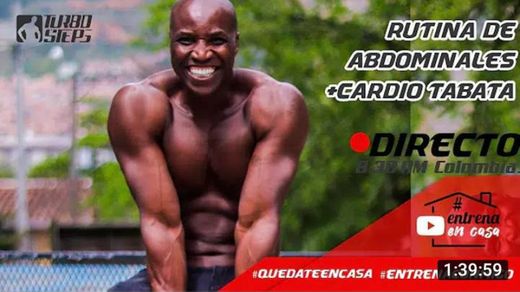 RUTINA DE ABDOMINALES + CARDIO TABATA EN CASA - YouTube