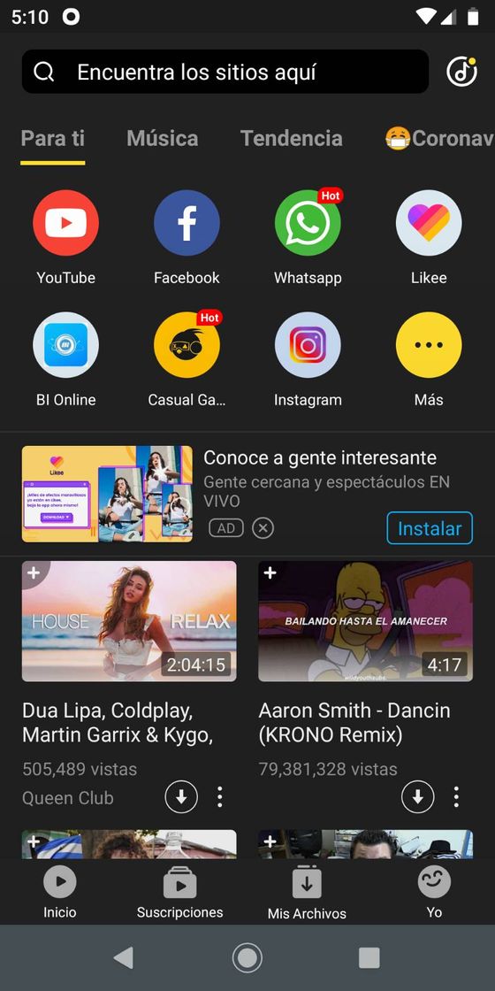 App Aplicación para descargar videos y música de YouTube