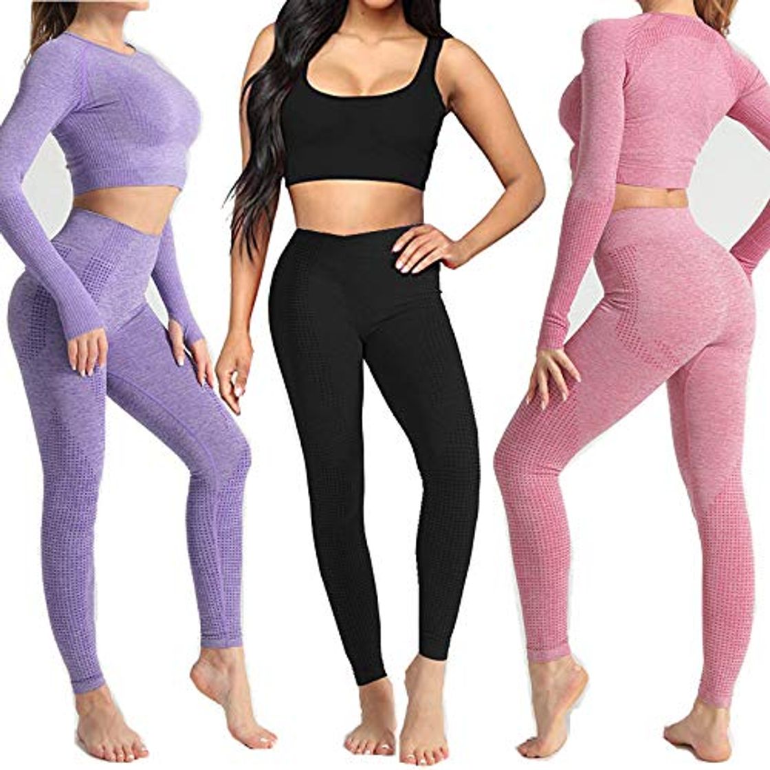 Social Conjunto Yoga 3 Piezas Ropa Fitness , Pantalones De Yoga Súper Elásticos