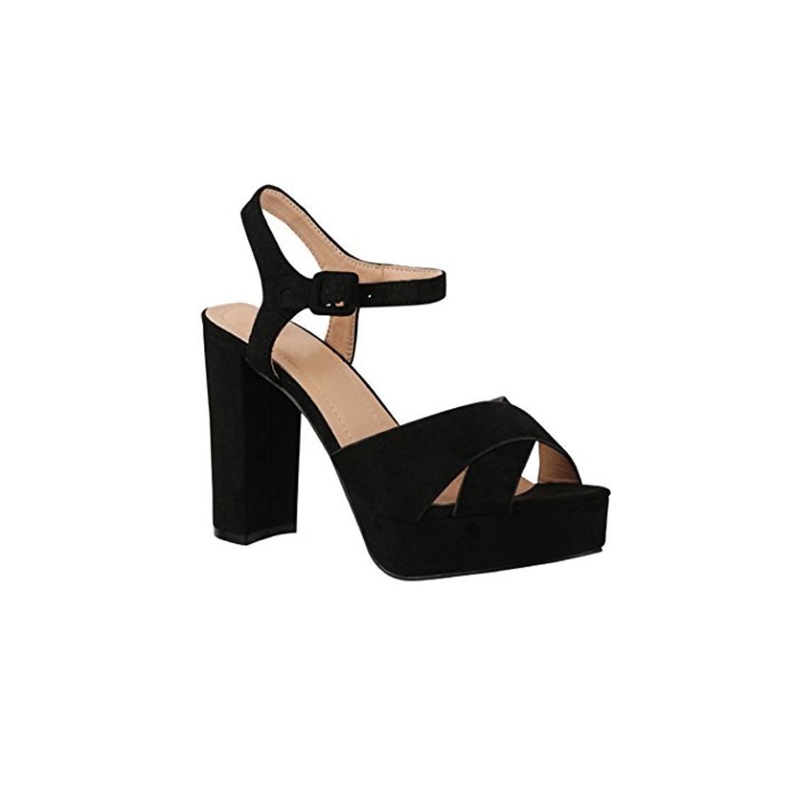 Social Elara Zapato de Tacón con Plataforma para Mujer Punta Abierta High Heels