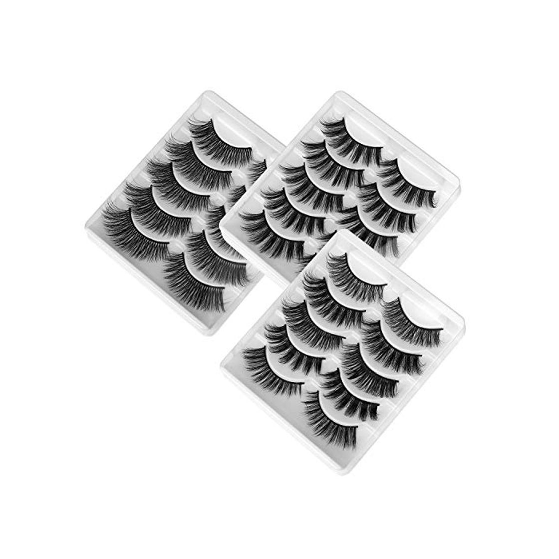 Social Pestañas Postizas de Pelo Artificial 3D Mixtas 15 Pares Multipack