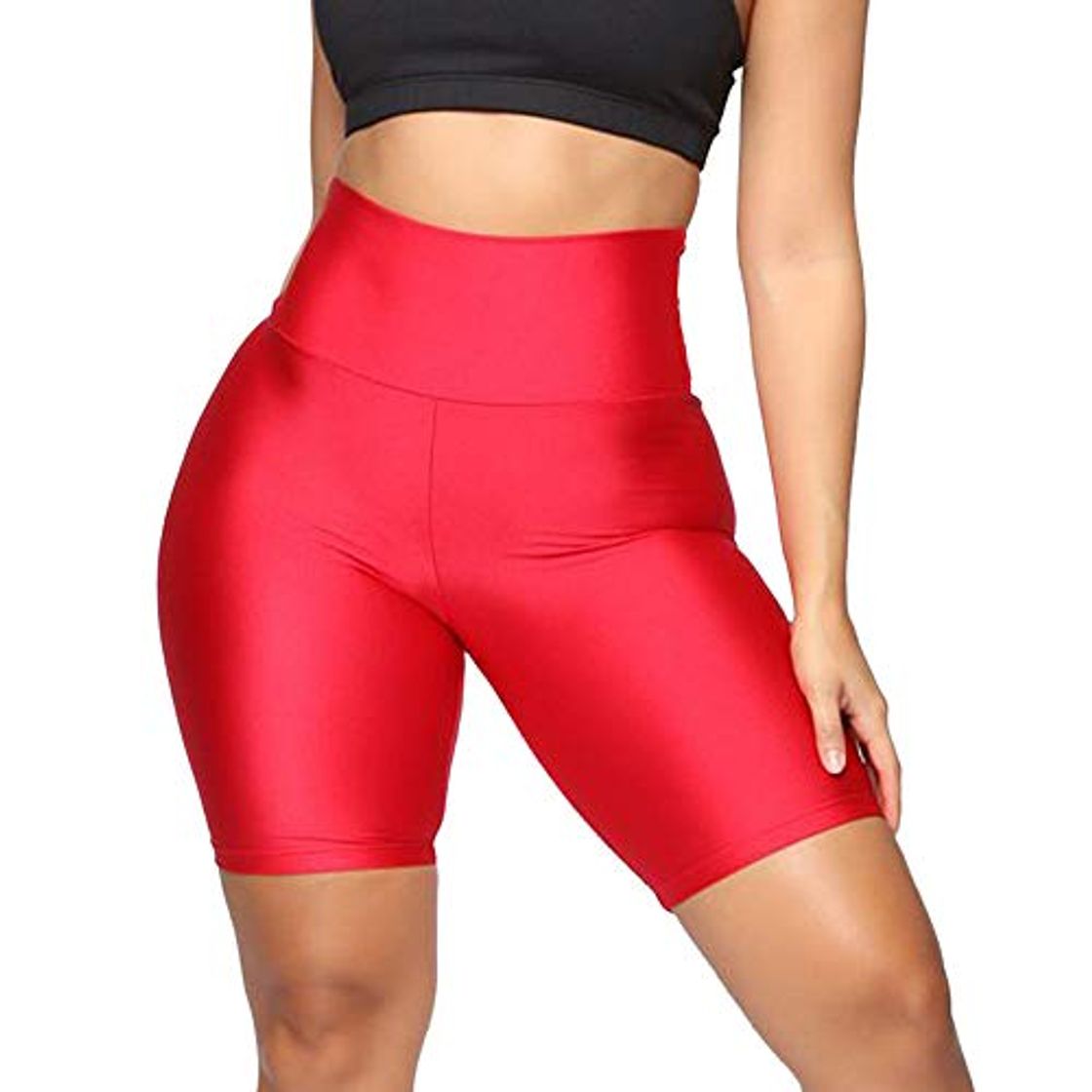 Fashion Pantalones cortos para mujer Pantalones cortos de fitness de cintura alta para mujer Pantalones cortos de fitness sin costuras Pantalones cortos de fitness push up Pantalones ajustados de fitness Ej