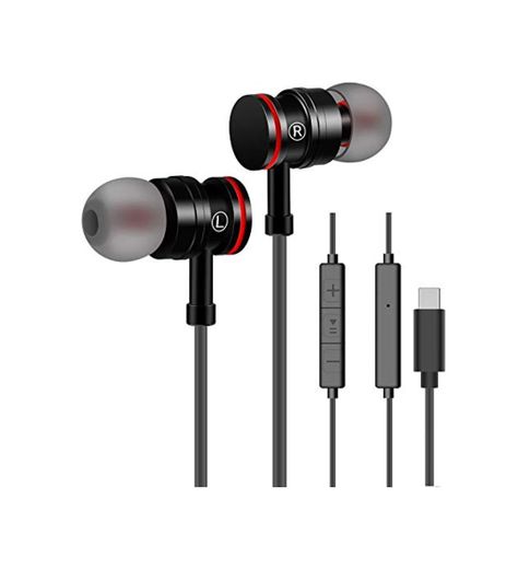 Auriculares USB Tipo C In-Ear con micrófono Control Remoto de Volumen de