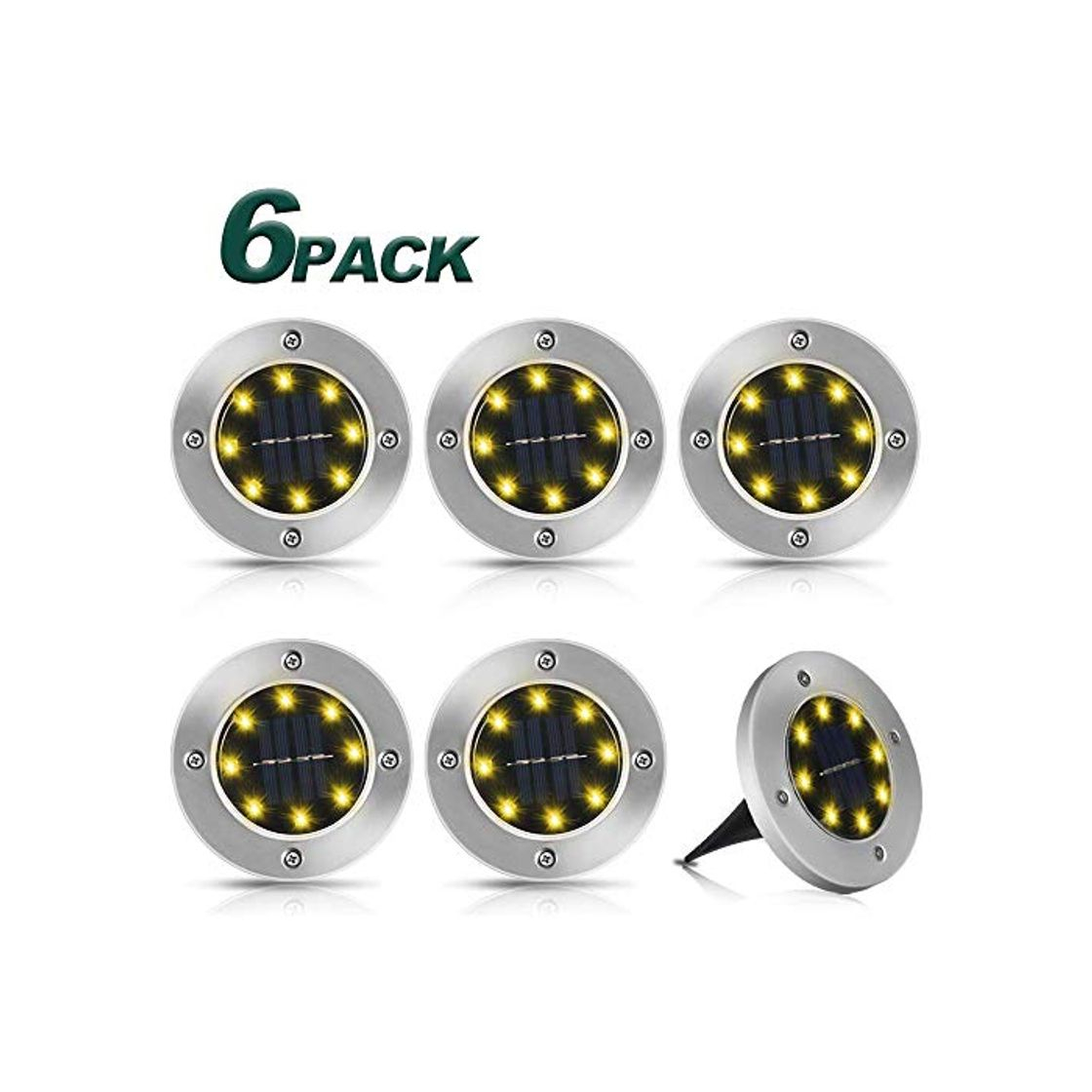 Social 6 Pack 8 LED Luces Solares LED Exterior Jardin Potentes, Luces Solares