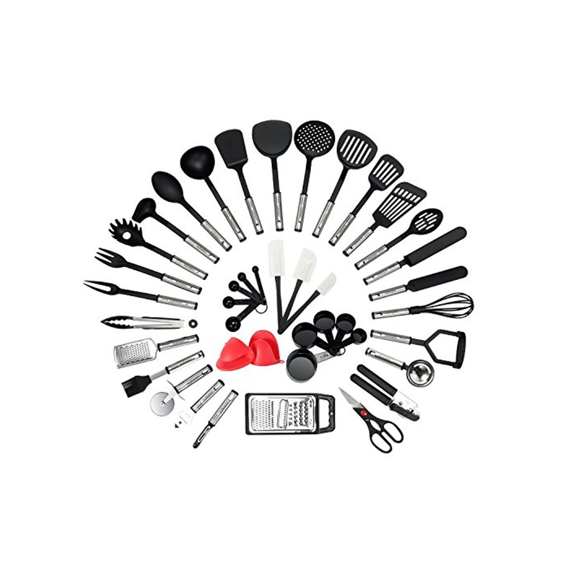 Social NEXGADGET Utensilios de Cocina 42 Piezas Conjuntos de Cocina de Acero Inoxidable