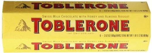 TOBLERONE SWISS MILK CHOCOLATE WITH HONEY AND ALMOND NOUGAT 6 X 100
