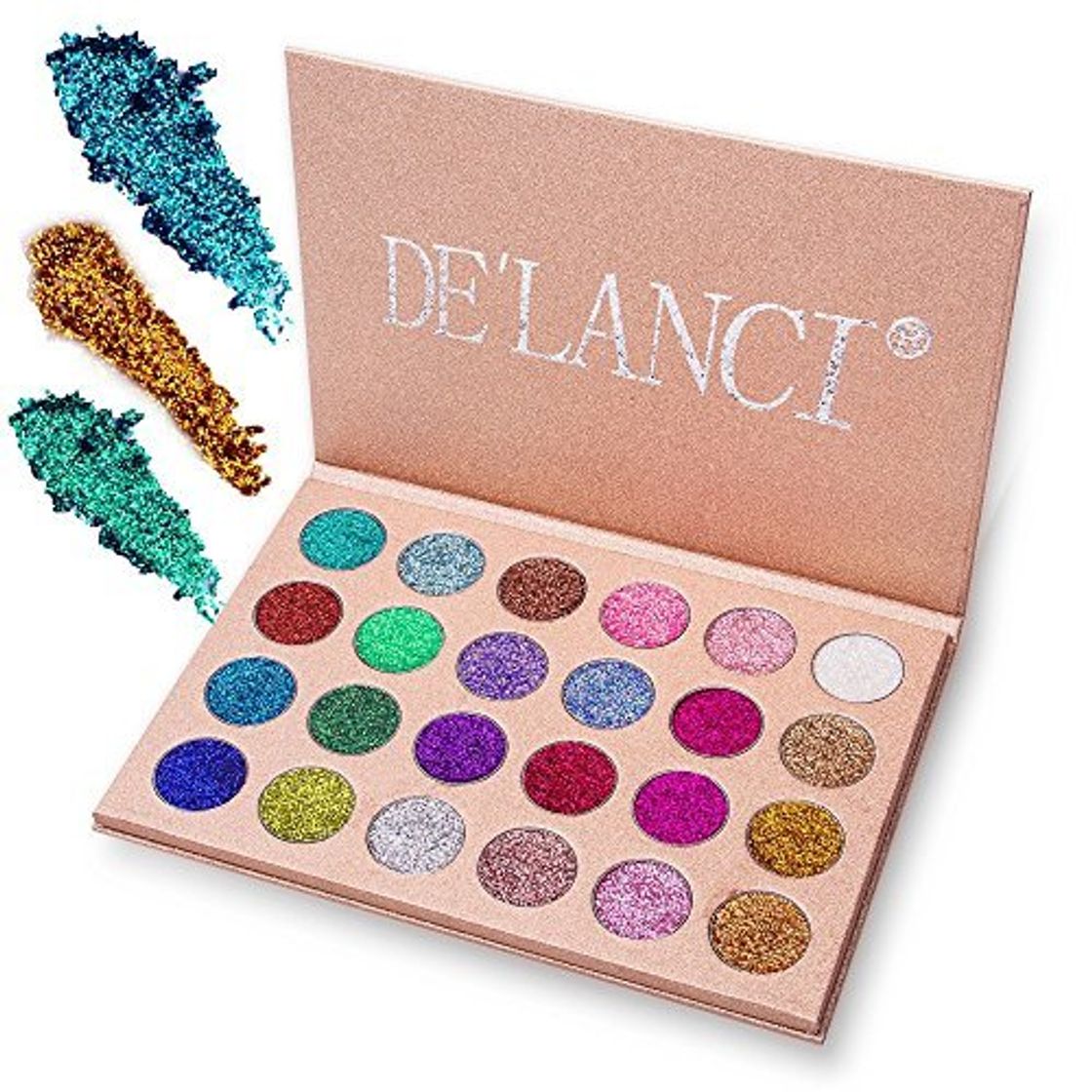 Lugares DE'LANCI Glitter Polvo Paleta de Maquillaje Profesional – Eyeshadow Paleta de Larga