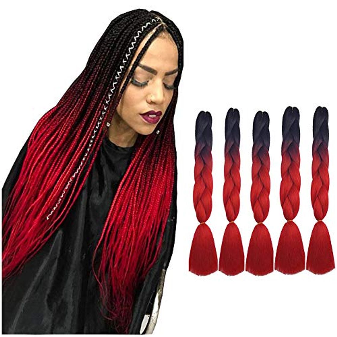 Products Showjarlly 5 Piezas Ombre Jumbo Braid Pelo Sintético 24 Pulgadas 100g Kanekalon