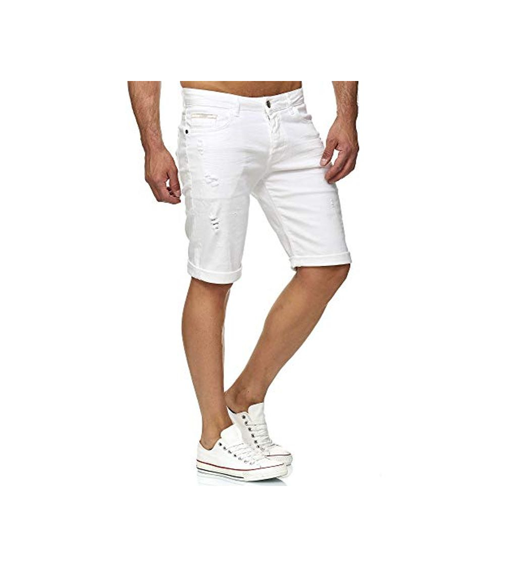 Fashion Redbridge Vaqueros Cortos para Hombres Denim Básico Moda Casuales Jeans Shorts Verano Blanco