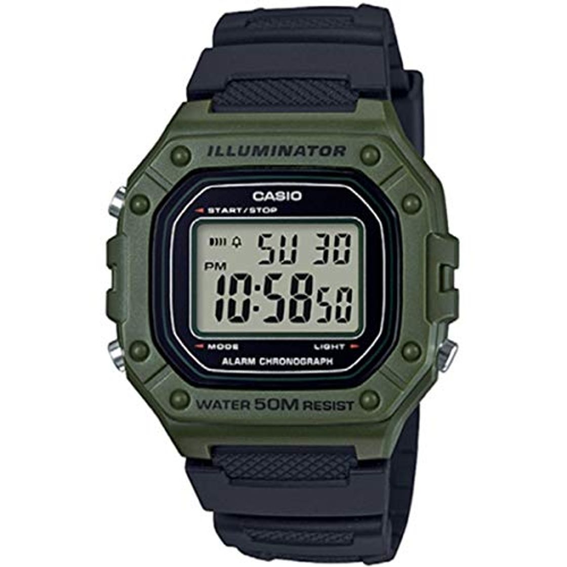 Fashion Casio Reloj Digital para Hombre de Cuarzo con Correa en Resina W-218H-3AVEF