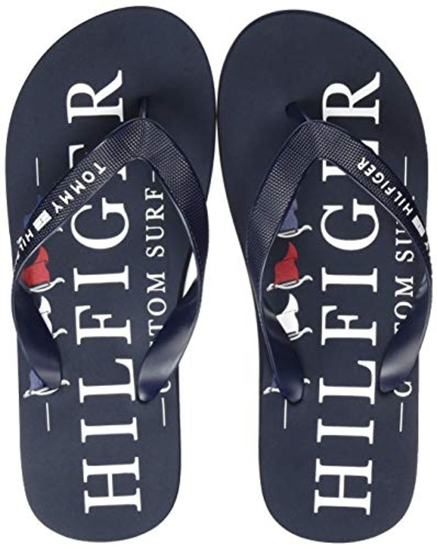 Fashion Tommy Hilfiger Nautical Print Beach Sandal, Sandalias con Punta Abierta para Hombre,