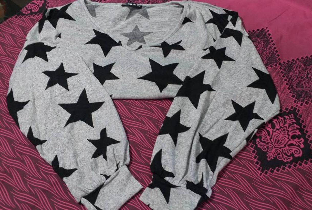 Fashion Camiseta de hombros caídos con patrón de estrellas