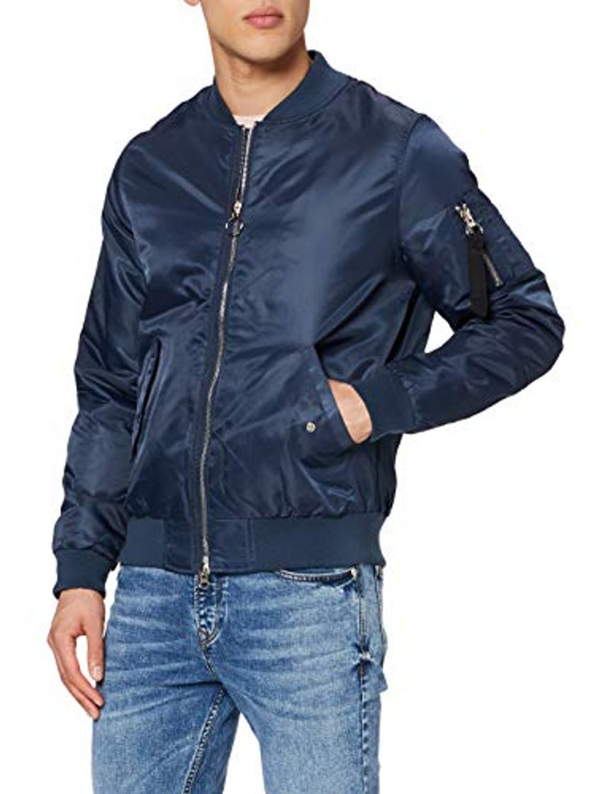 Marca Amazon - find. Cazadora Estilo Bomber para Hombre, Azul