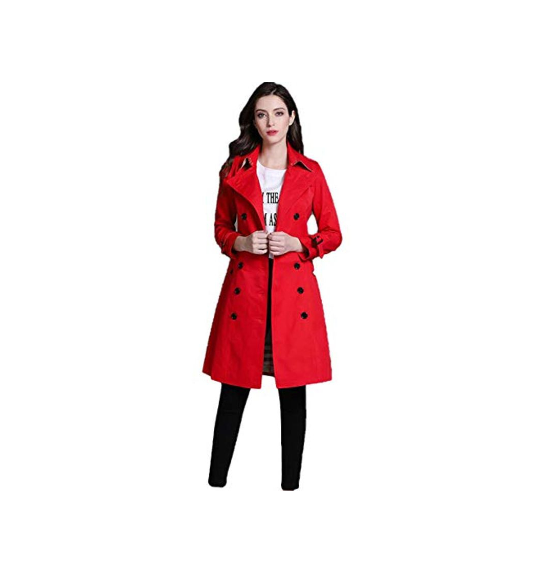 Moda Gabardina Delgada para Mujer Abrigos de Manga Larga Mujer Casaco Feminino Abrigo Primavera Europea Red L