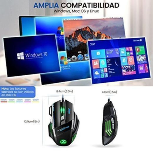 [Versión Actualizada] Zelotes Ratón Profesional LED óptico 5500 DPI 7 Botón USB