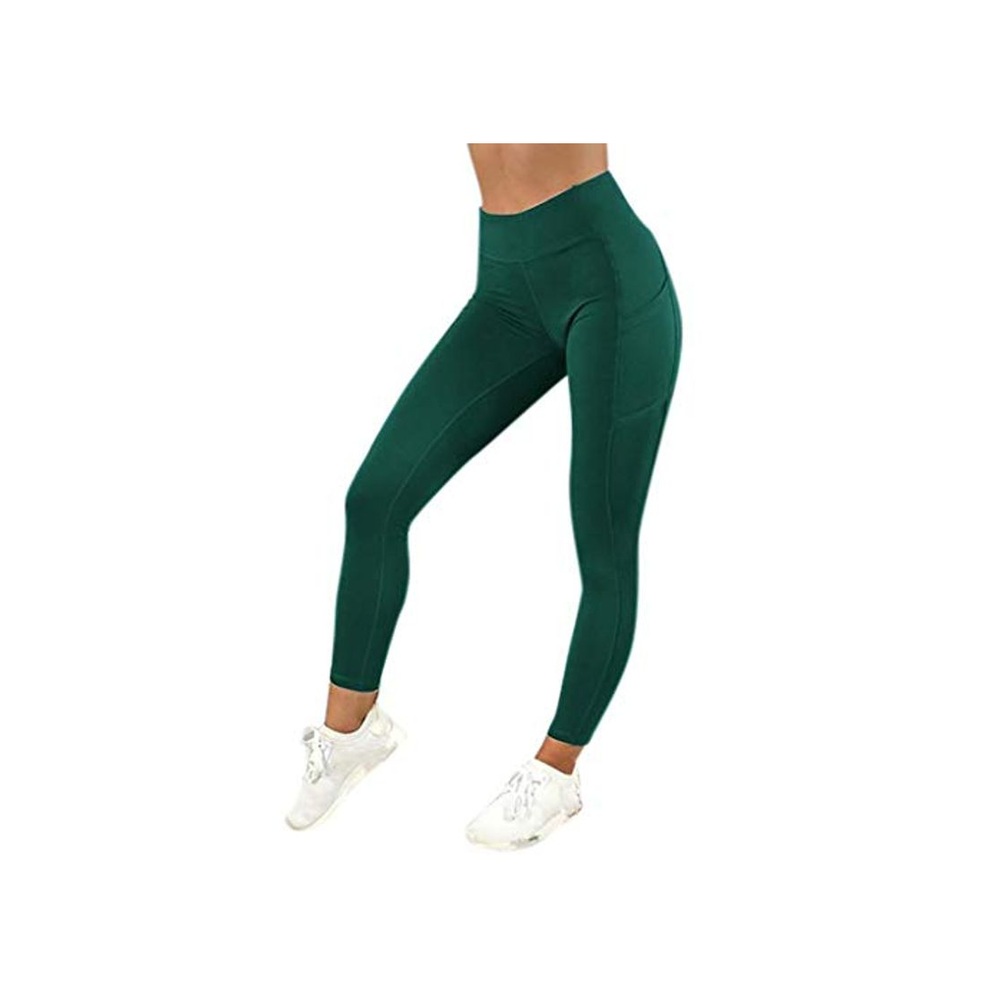 Fashion SHOBDW Pantalones Mujer Sólido Push Up Leggings Medias Cintura Alta Estiramiento Entrenamiento Fitness Deportes Gimnasio Pantalones Deportivos De Yoga con Bolsillo Oculto