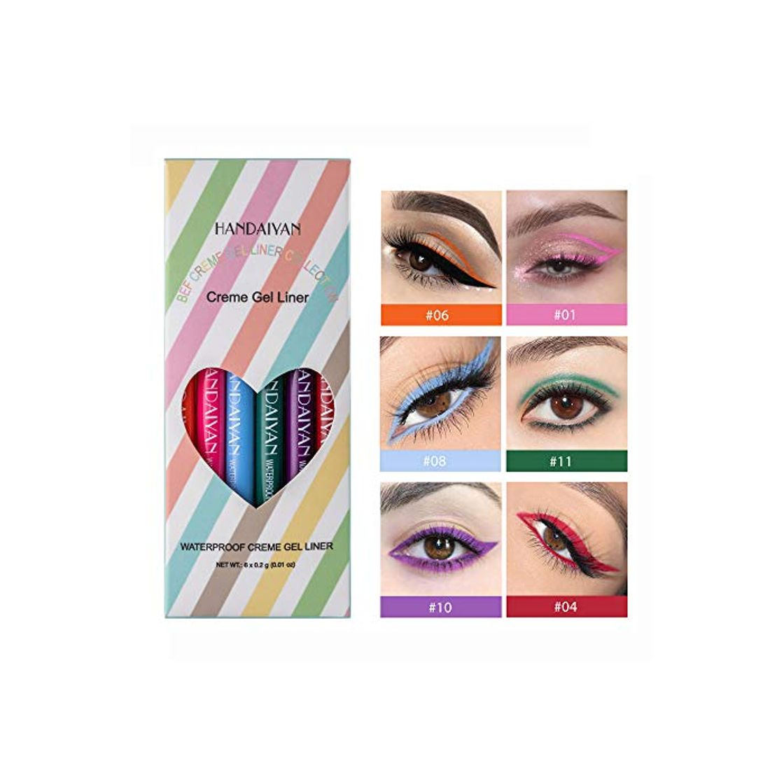 Social GL-Turelifes - Juego de delineador de ojos líquido mate de 6 colores,