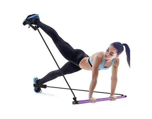 GYFHMY Bodybuilding Yoga Pilates Stick con Foot Loop - Core Strength Fitness