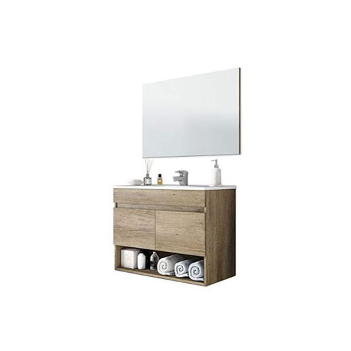 Social ARKITMOBEL 305110H - Mueble de baño Cotton con 2 Puertas y Espejo,