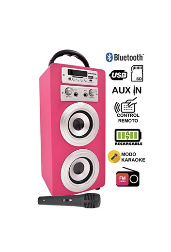 DYNASONIC - Altavoz Karaoke Bluetooth 10W, Color Rosa