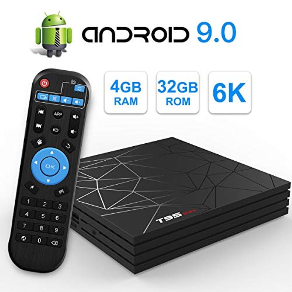 Electrónica Android TV Box，T95 MAX Android 9.0 TV Box 4GB RAM/32GB ROM H6