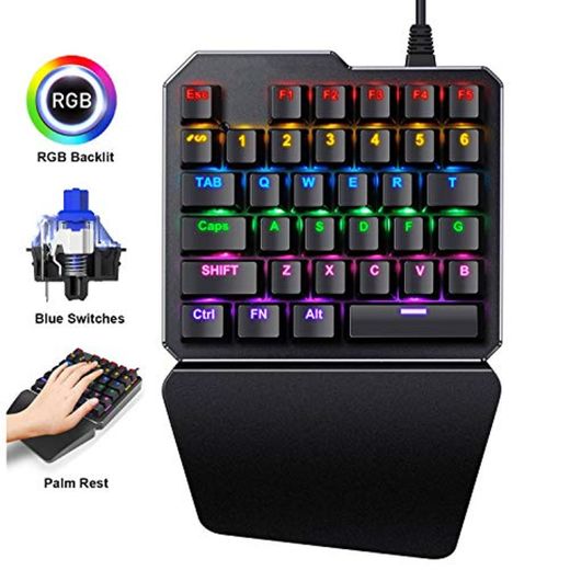 Teclado Mecánico Gaming con una Mano - 35 Teclas y Switches Blue