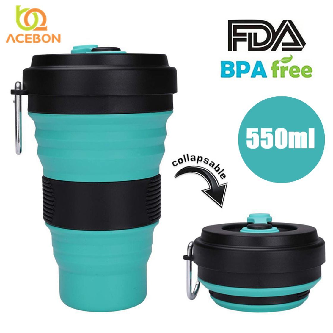 Productos 550ml Folding Silicone Cup Mugs Portable Silicone Telescopic