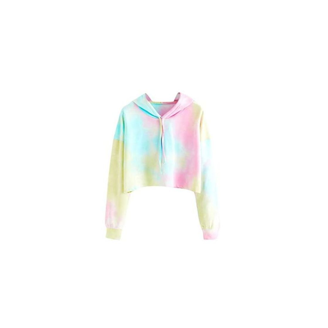 Moda Sudaderas con Capucha Cortas Mujer Tumblr Rainbow Estampado Camiseta de Manga Larga