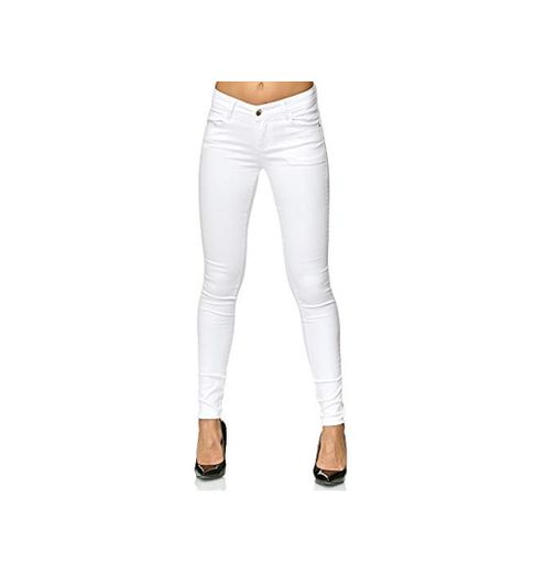 Elara Pantalones Elásticos de Mujer Push Up Jeans Chunkyrayan Y5110 White 38