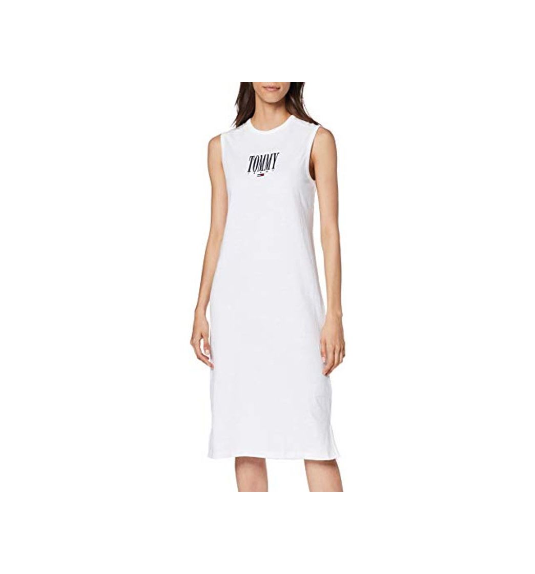 Fashion Tommy Hilfiger Embroidery Tank Dress vestido, Blanco