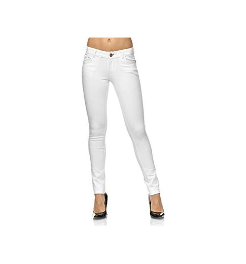Elara Pantalón Elástico para Mujer Skinny Fit Jegging Chunkyrayan Blanco 2488-1 White