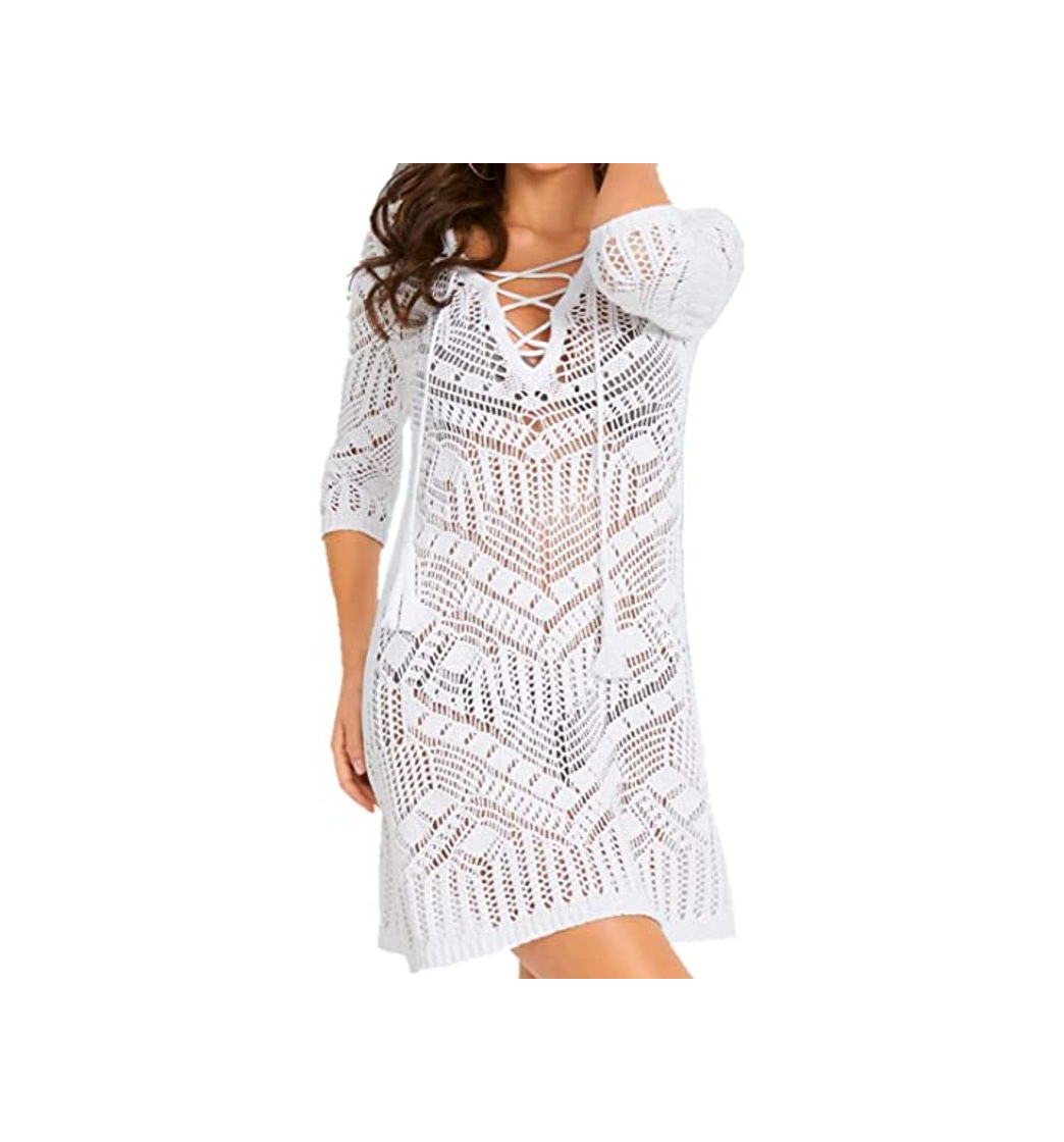 Producto AiJump Túnica Crochet Borlas Vestido de Playa Pareos Verano para Mujer