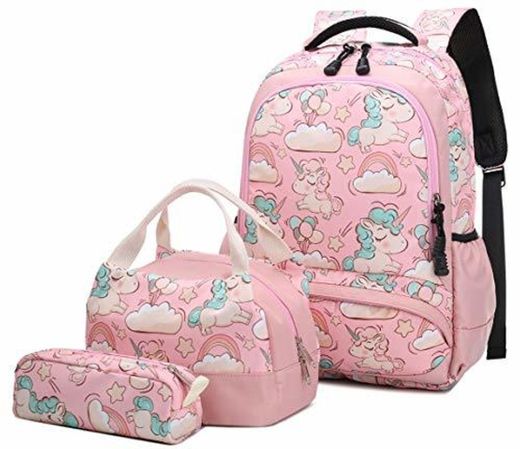 Mochila Escolar Unicornio Niña Infantil Adolescentes Sets de Mochila Backpack Casual Set