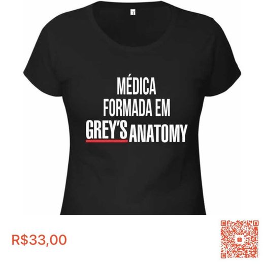 Camiseta Médica Formada em Grey’s Anatomy 