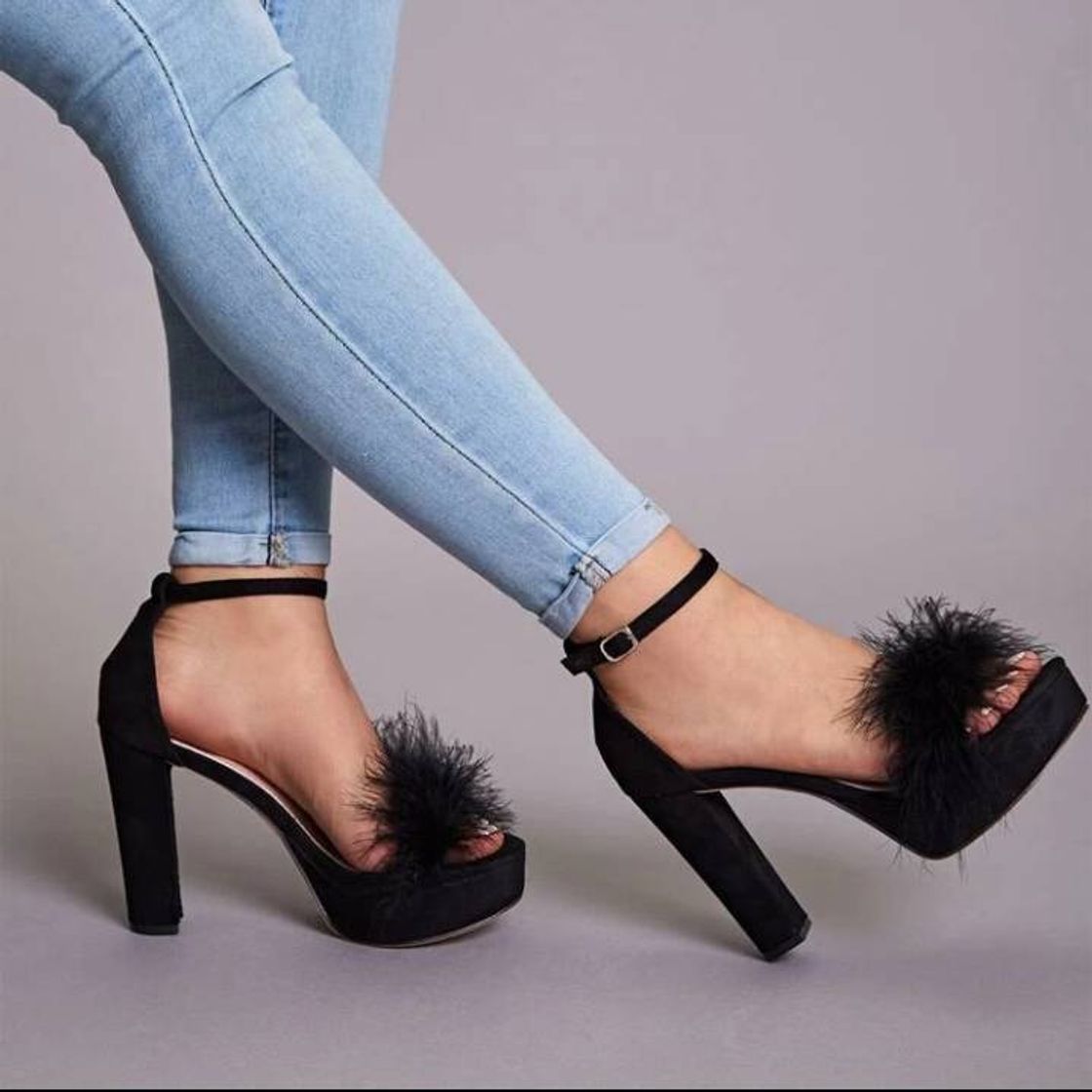 Fashion Tacones con tira tobillera con diseño de pelo sintético