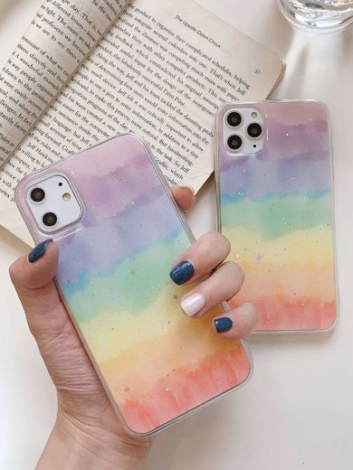 Funda iPhone con arcoiris brillante