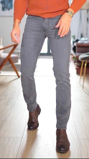 Jeans jan slim fit grises - Hombre