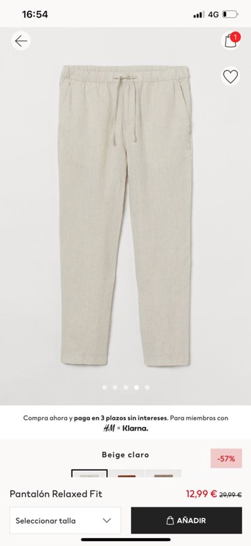 Social Pantalón Relaxed Fit - Beige claro - HOMBRE