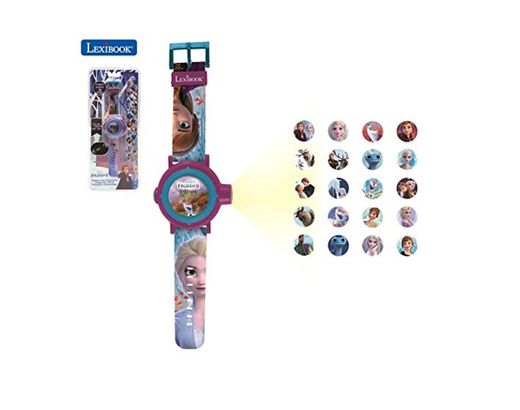 LEXIBOOK- Frozen 2 Reloj Correa Ajustable Pantalla Digital con 20 proyecciones de