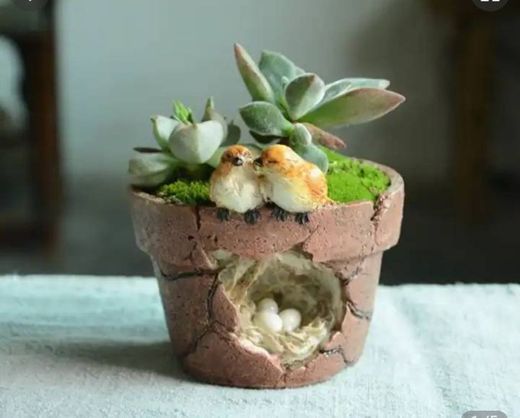 Little bird Resin Flower Pots planters imitation of coarse pottery