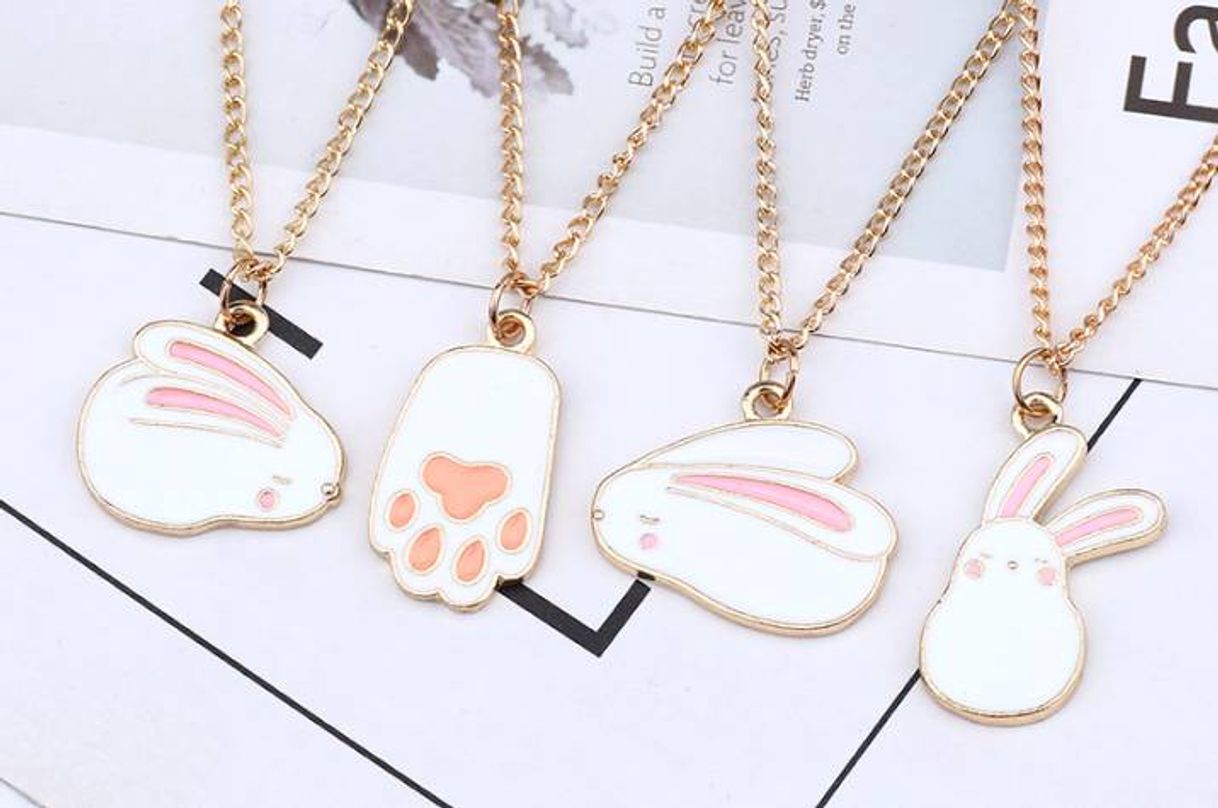 Social Collar Colgante lindo conejo blanco 