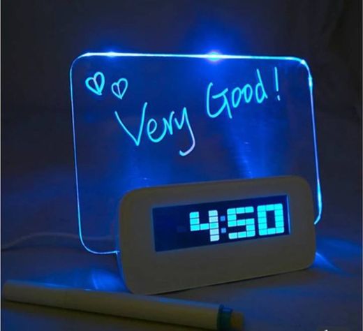 Message Board Blue Light Digital Alarm Clock with 4 USB Port Hub
