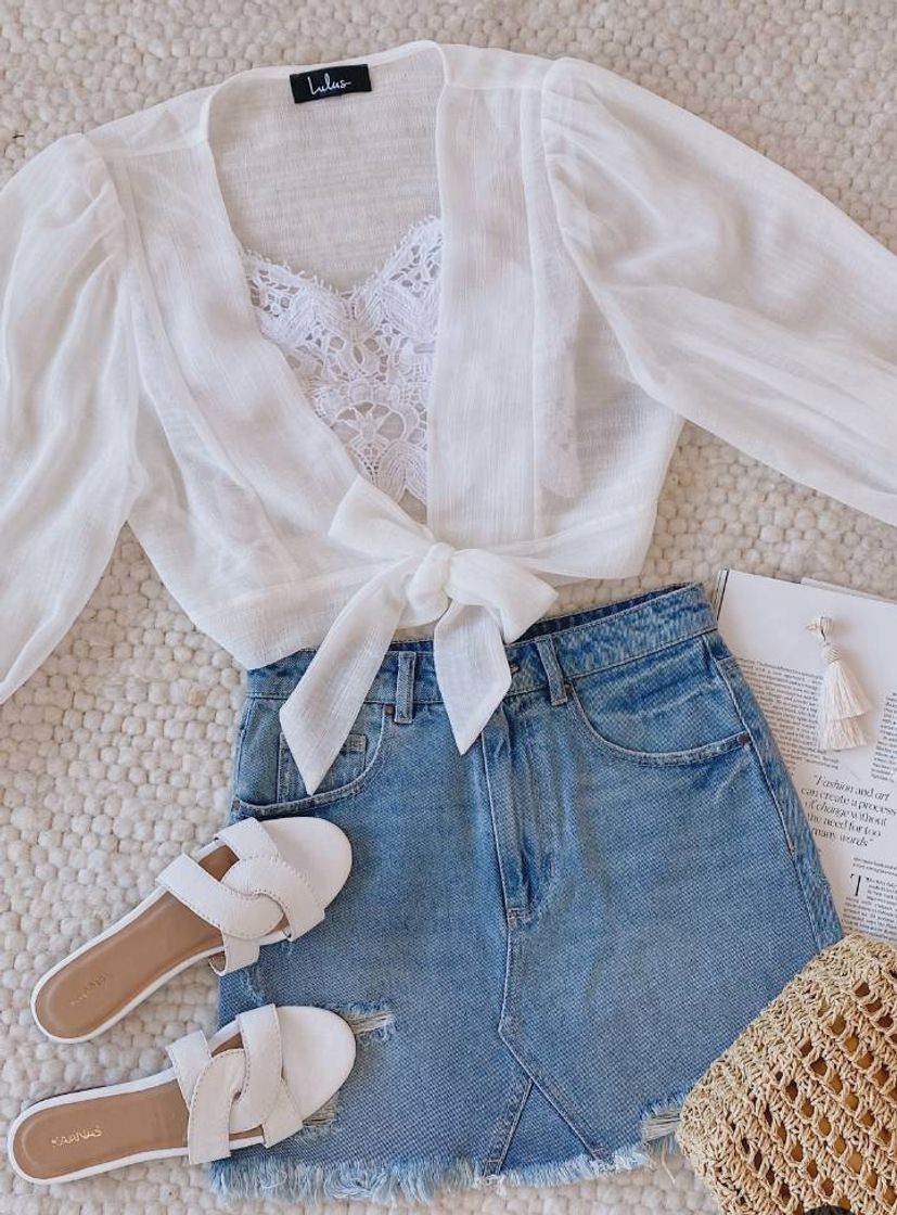 Social In the Breeze White Sheer Long Sleeve Tie