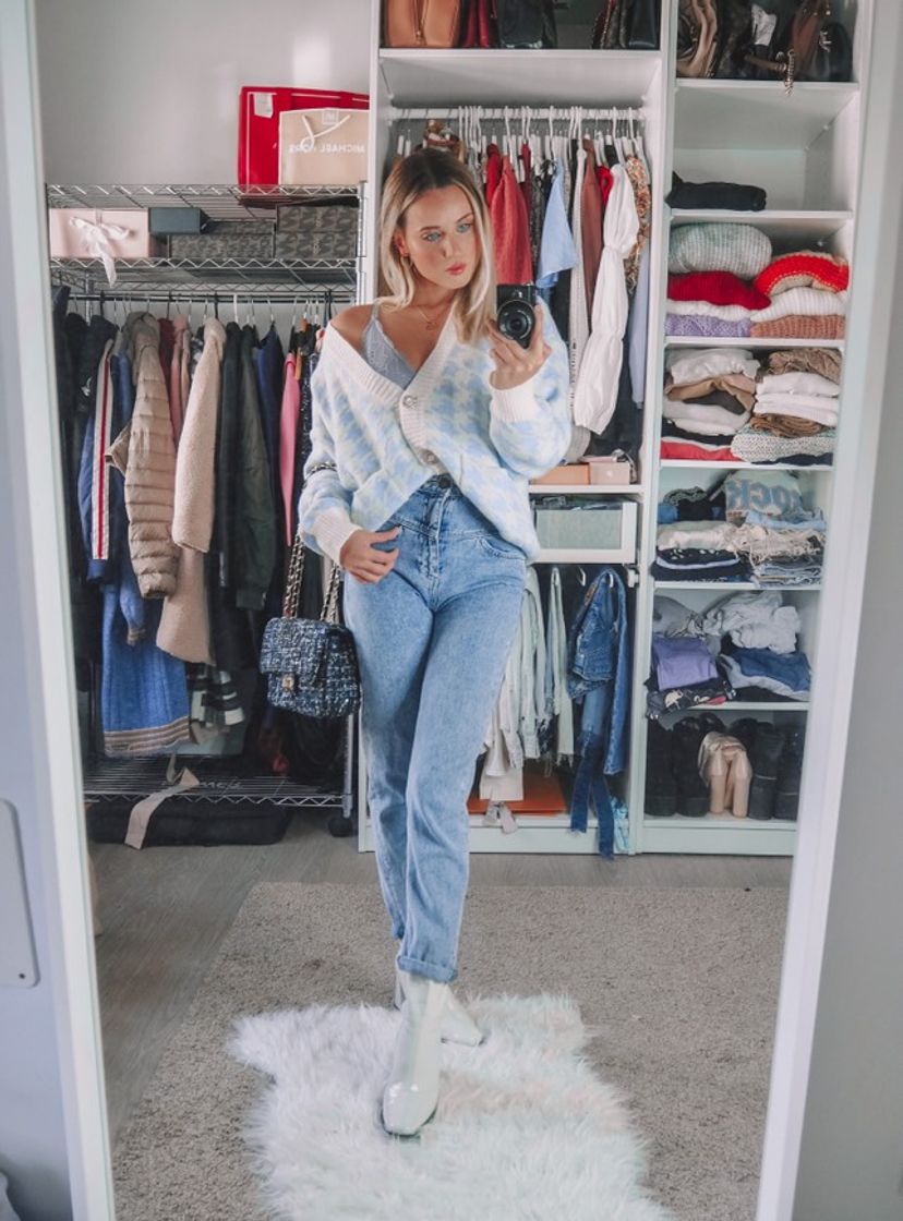 Social Loavies red pied de poule print cardigan