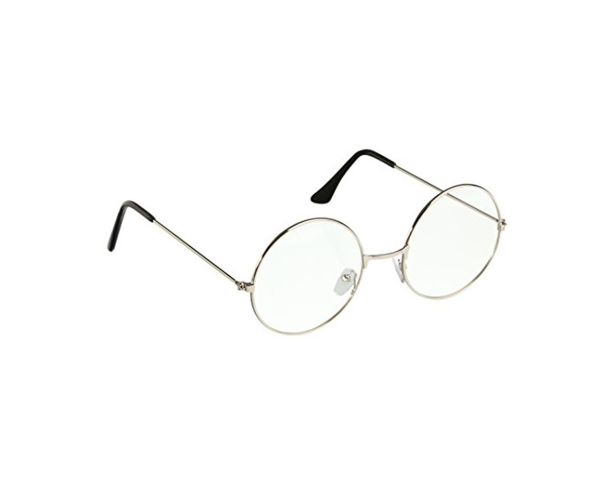 Belleza TRIXES Gafas Metal Plateado Unisex Redondas Estilo Retro de los Años Sesenta