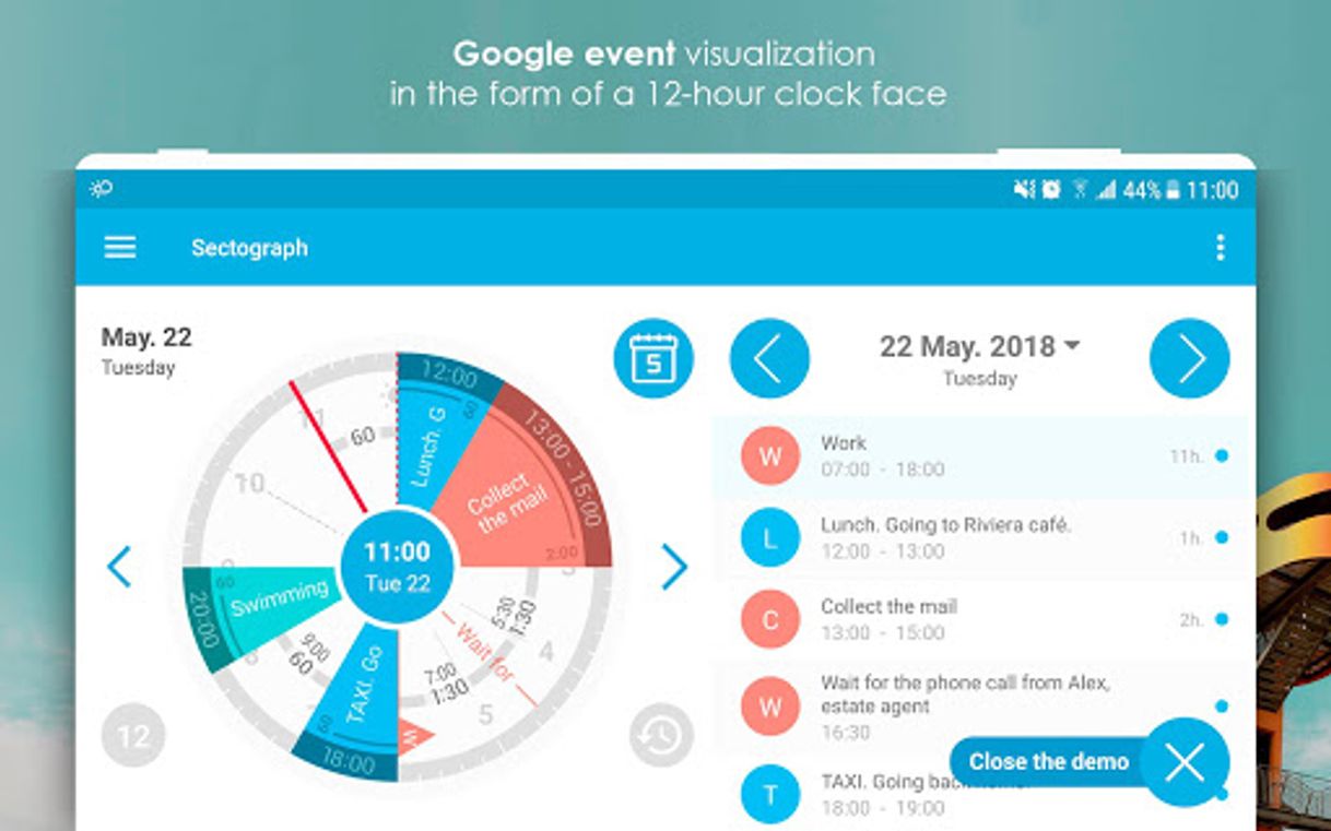 Aplicaciones Sectograph. Planner & Time manager on clock widget