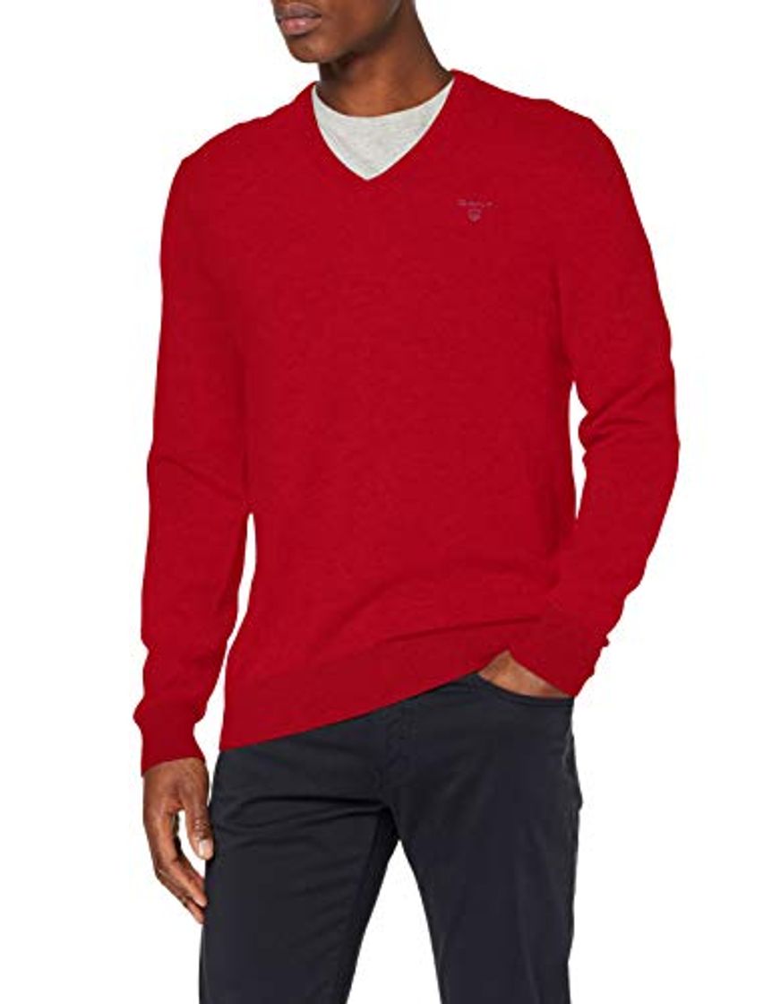 Social GANT MD. Extrafine Lambswool V-Neck suéter, Rojo