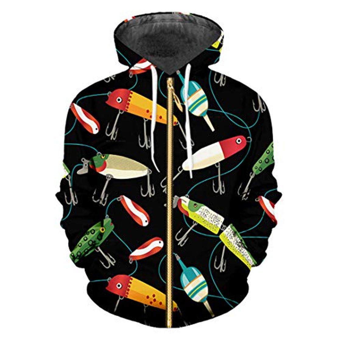 Moda HensGalis Sudaderas con Capucha y Cremallera para Hombre Sudadera con Capucha y diseño de Dibujos Animados de Fish Pole Sudaderas con Capucha de Gran tamaño Tops Cartoon Fish Pole 6XL